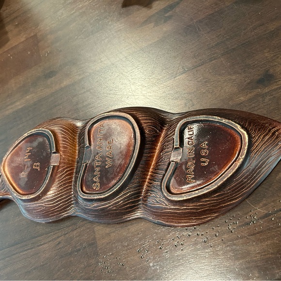 Vintage Unique Retro California Santa Anita Ware Pottery Leaf Divided Dish Tray - Picture 5 of 11